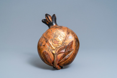 A large Chinese polychrome lacquer 'peach' box and cover, Kangxi