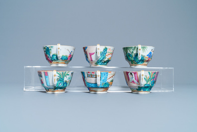 A Chinese Canton famille rose tea service, 19th C.
