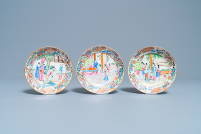 A Chinese Canton famille rose tea service, 19th C.
