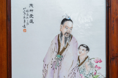 A Chinese rectangular qianjiang cai plaque, Republic