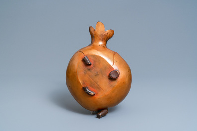 A large Chinese polychrome lacquer 'peach' box and cover, Kangxi