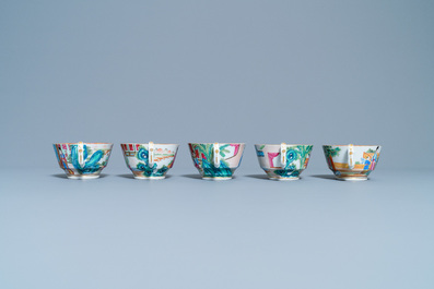 A Chinese Canton famille rose tea service, 19th C.