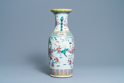 A Chinese famille rose 'playing boys' vase, 19th C.
