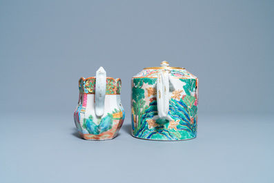 A Chinese Canton famille rose tea service, 19th C.