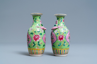 A pair of Chinese famille rose vases for the Straits or Peranakan market, 19th C.