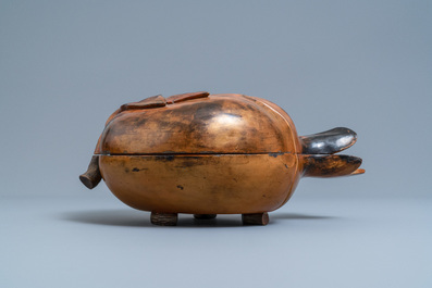 A large Chinese polychrome lacquer 'peach' box and cover, Kangxi