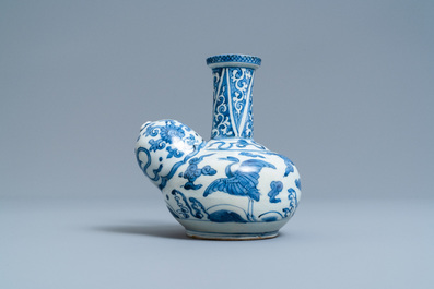 A Chinese blue and white 'cranes' kendi, Wanli