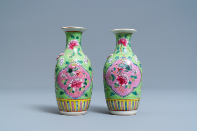 A pair of Chinese famille rose vases for the Straits or Peranakan market, 19th C.