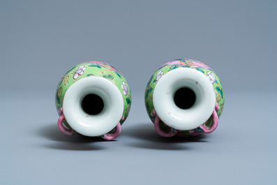 A pair of Chinese famille rose vases for the Straits or Peranakan market, 19th C.