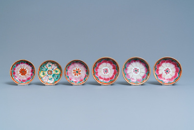 Neuf pi&egrave;ces en porcelaine de Chine Bencharong pour le march&eacute; thai, 19&egrave;me