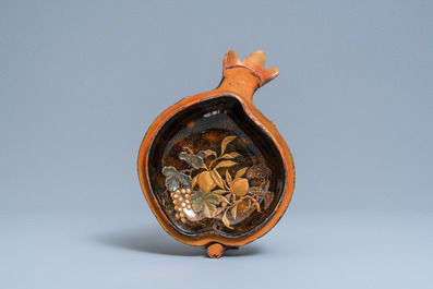A large Chinese polychrome lacquer 'peach' box and cover, Kangxi