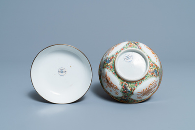 A Chinese Thai market Bencharong bowl and cover, 19th C.