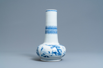 A Chinese blue and white bottle vase, Chenghua mark, Kangxi
