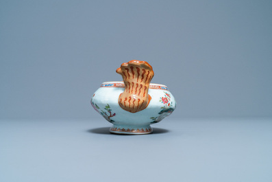 Five Chinese famille rose 'double peacock' porcelain wares, Qianlong