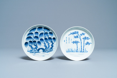 Four Chinese blue and white Vietnamese market 'Bleu de Hue' plates, 19th C.