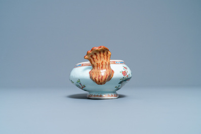 Five Chinese famille rose 'double peacock' porcelain wares, Qianlong
