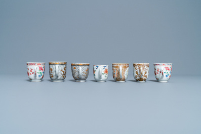 Seven Chinese famille rose cups, Yongzheng