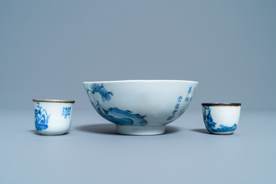 Six Chinese blue and white Vietnamese market 'Bleu de Hue' wares, 18/19th C.