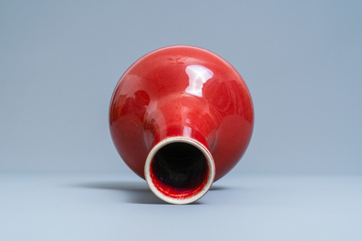 A Chinese monochrome sang de boeuf-glazed bottle vase, 19th C.