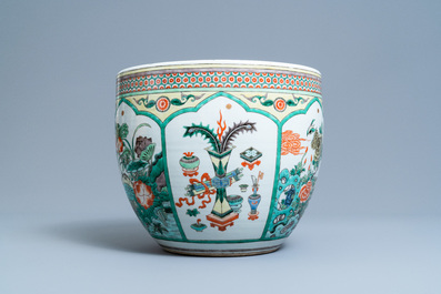 A Chinese famille verte jardini&egrave;re, 19th C.