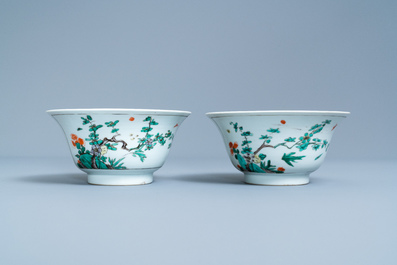A pair of Chinese famille verte bowls, Kangxi