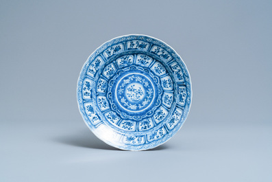 Seven Chinese blue and white plates, Kangxi