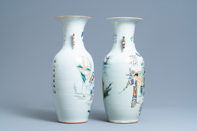 Deux vases en porcelaine de Chine famille rose, 19/20&egrave;me