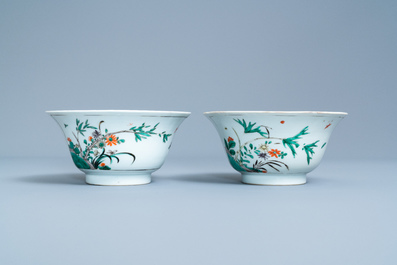 A pair of Chinese famille verte bowls, Kangxi