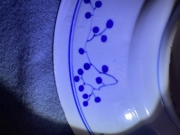 Three Chinese blue and white 'Long Eliza' plates, Kangxi/Yongzheng