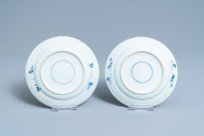 Seven Chinese blue and white plates, Kangxi