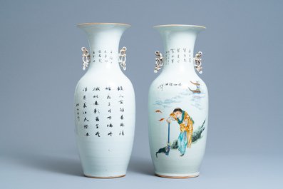 Deux vases en porcelaine de Chine famille rose, 19/20&egrave;me