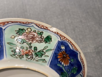 Six Chinese famille verte cups and saucers, Kangxi