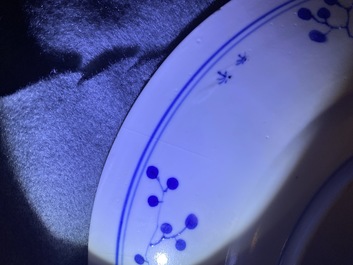 Three Chinese blue and white 'Long Eliza' plates, Kangxi/Yongzheng
