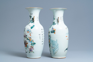 Deux vases en porcelaine de Chine famille rose, 19/20&egrave;me