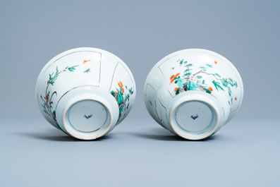 A pair of Chinese famille verte bowls, Kangxi