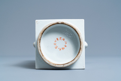 A square Chinese qianjiang cai 'cong' vase, 19/20th C.