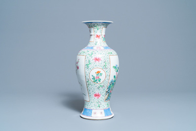 A Chinese famille rose vase with floral design, Hongxian mark, Republic