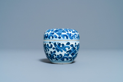 A Chinese blue and white two-piece brush washer, Kangxi