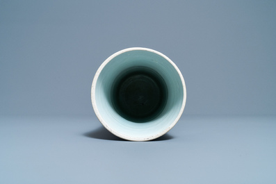 A Chinese blue and white beaker vase, Transitional period
