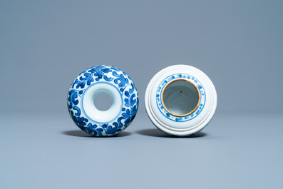 A Chinese blue and white two-piece brush washer, Kangxi