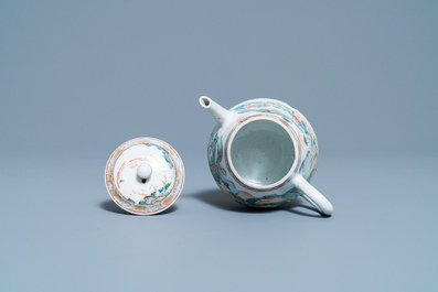 A Chinese famille rose teapot with a fine mountainous landscape, Yongzheng