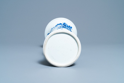 A Chinese blue and white 'gu' vase with figurative design, Kangxi