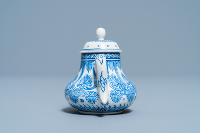 A Chinese blue and white soft paste miniature teapot, Kangxi