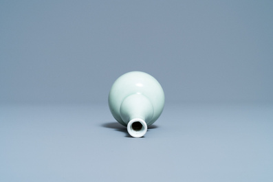 A Chinese monochrome celadon double gourd vase, Kangxi