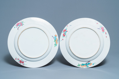 A pair of Chinese famille rose dishes with floral design, Yongzheng