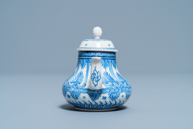 A Chinese blue and white soft paste miniature teapot, Kangxi