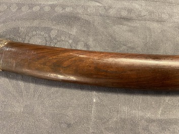A Chinese or Vietnamese silver, tie li mu wood and bone sword, 19th C.