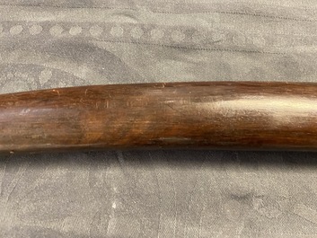 A Chinese or Vietnamese silver, tie li mu wood and bone sword, 19th C.