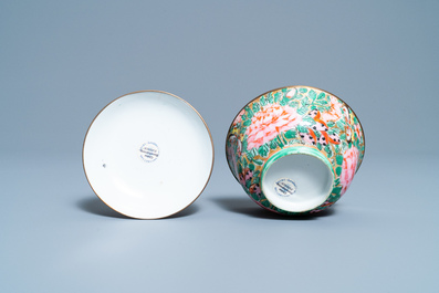 Un bol couvert en porcelaine de Chine Bencharong pour le march&eacute; thai, 19&egrave;me