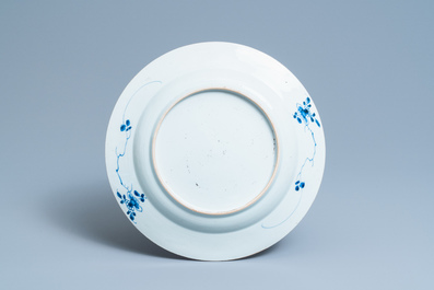 A Chinese blue and white 'musicians' dish, Kangxi